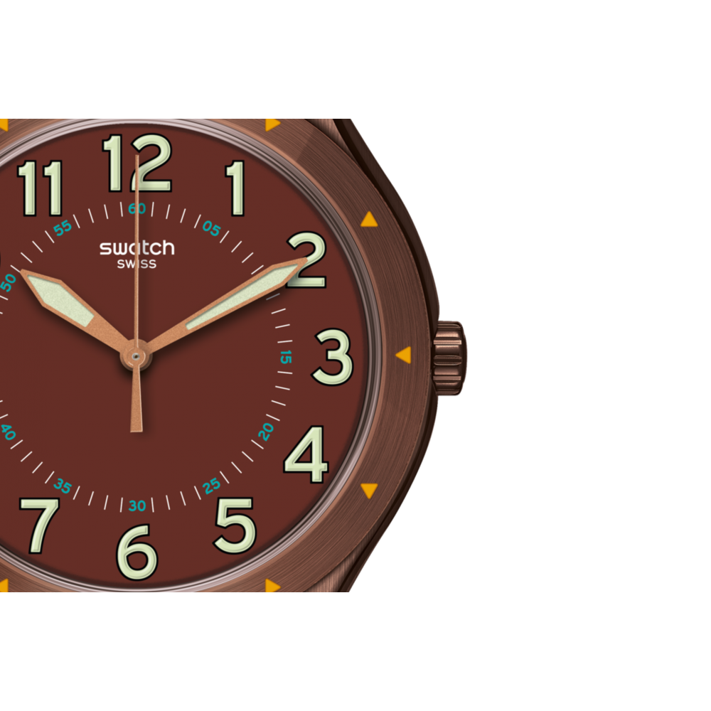 SWATCH COPPER TIME Ρολόι Ανδρικό Καφέ δερμάτινο λουρί YWC100  