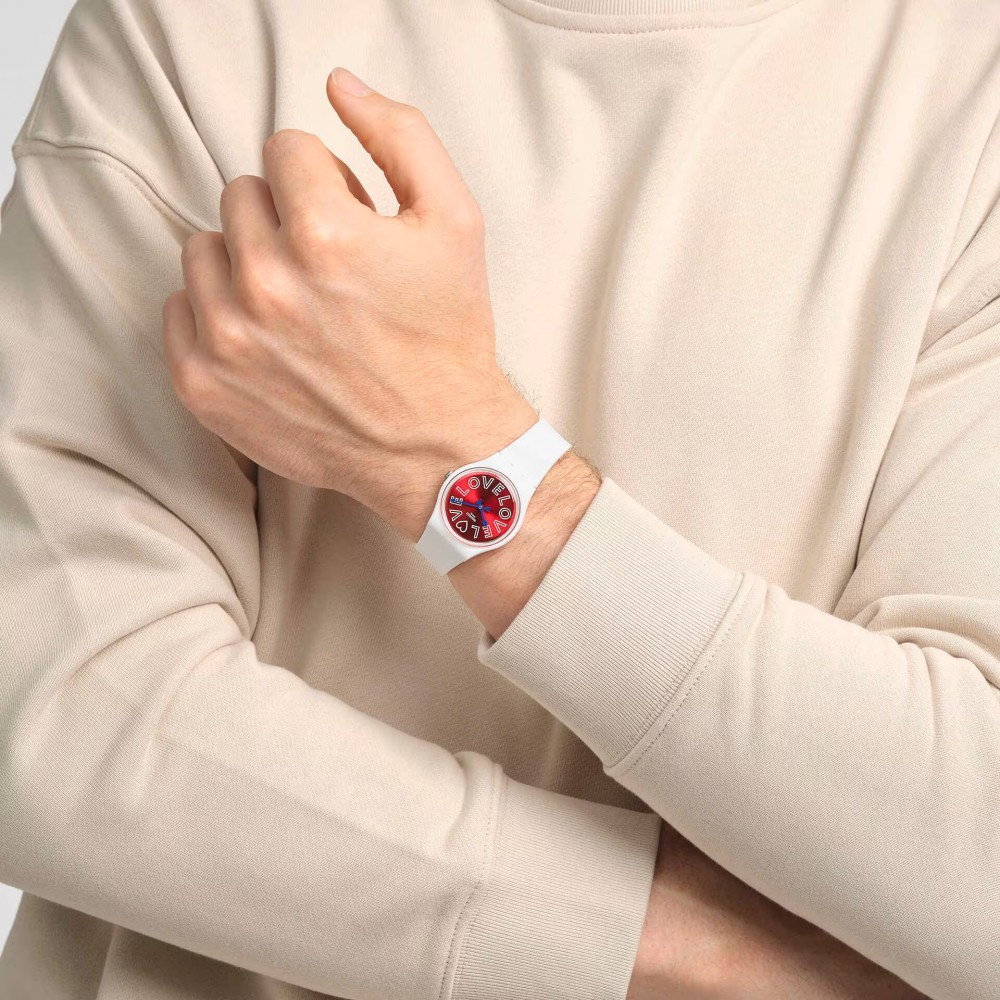 SWATCH VALENTINE'S PUREST LOVE Ρολόι λευκό λουράκι σιλικόνης SO28W109 SWATCH VALENTINE'S PUREST LOVE Ρολόι λευκό λουράκι σιλικόνης SO28W109