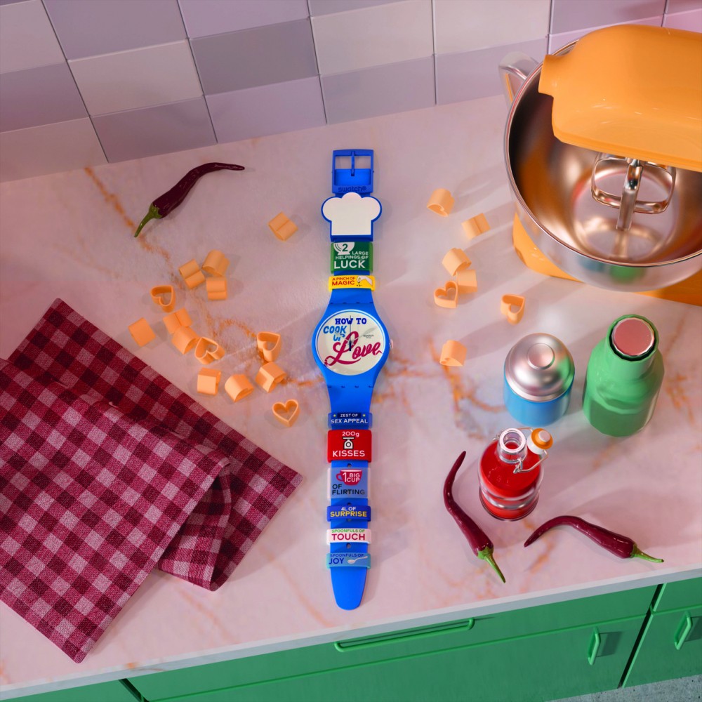 SWATCH VALENTINE'S RECIPE FOR LOVE Ρολόι Μπλε Λουράκι Σιλικόνης SUOZ353