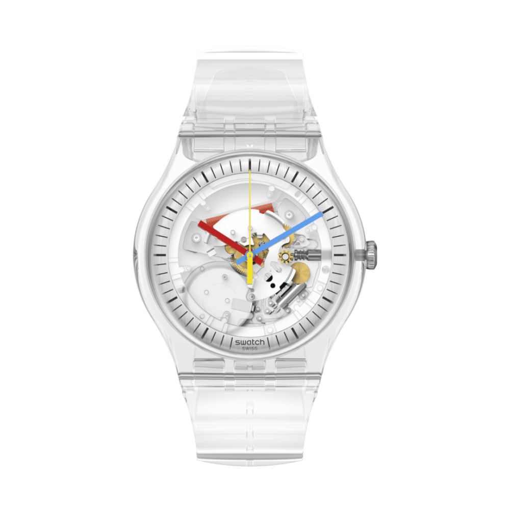 SWATCH CLEARLY NEW GENT Unisex Ρολόι Διαφανές Πλαστικό Λουράκι  SO29K100-S06