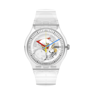 SWATCH CLEARLY NEW GENT Unisex Watch Transparent Plastic Strap SO29K100