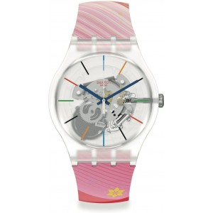 SWATCH RED RIVERS AND MOUNTAINS Unisex Watch Red Silicone Strap SO29Z105