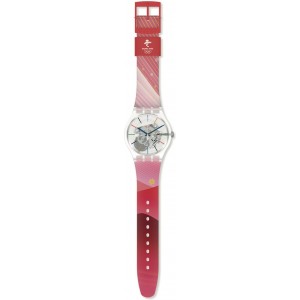 SWATCH RED RIVERS AND MOUNTAINS Unisex Watch Red Silicone Strap SO29Z105