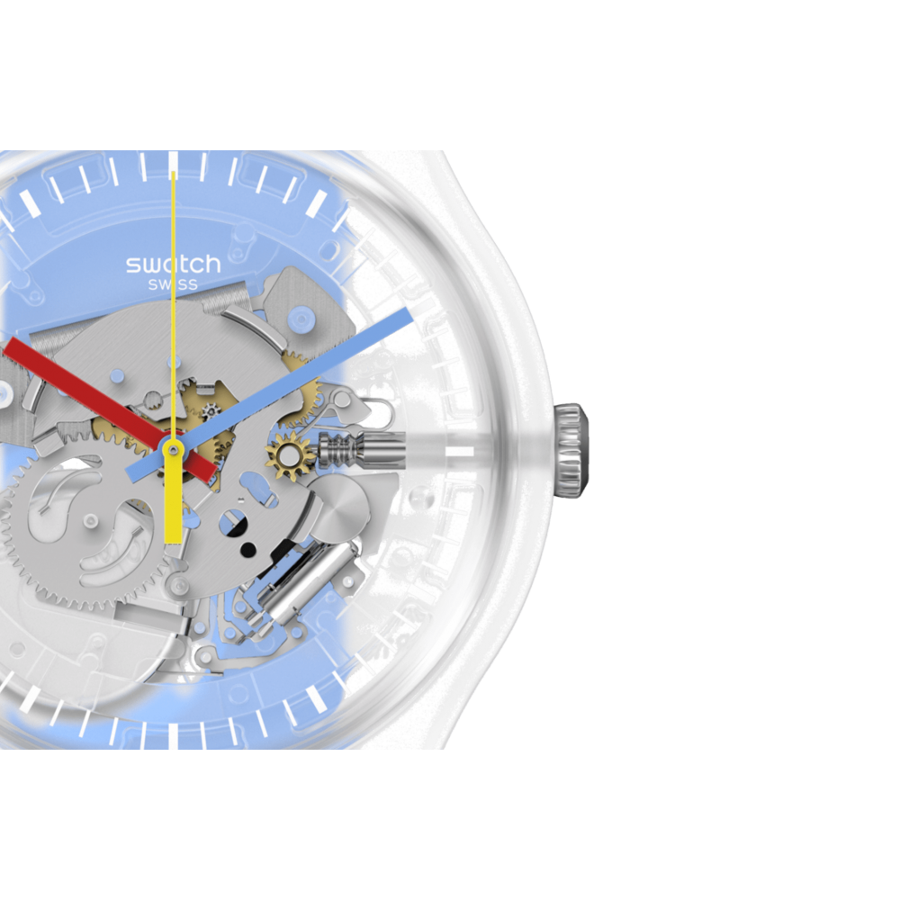 SWATCH CLEARLY BLUE STRIPED Ρολόι Unisex Γαλάζιο Λουράκι Σιλικόνης SUOK156 SWATCH CLEARLY BLUE STRIPED Ρολόι Unisex Γαλάζιο Λουράκι Σιλικόνης SUOK156