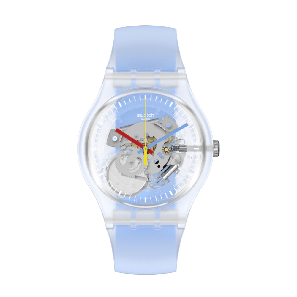 SWATCH CLEARLY BLUE STRIPED Ρολόι Unisex Γαλάζιο Λουράκι Σιλικόνης SUOK156 SWATCH CLEARLY BLUE STRIPED Ρολόι Unisex Γαλάζιο Λουράκι Σιλικόνης SUOK156