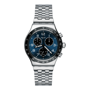 SWATCH BOXENGASSE AGAIN Ανδρικό ρολόι χρονογράφος ασημί ανοξείδωτο ατσάλι μπρασελέ YVS423GC