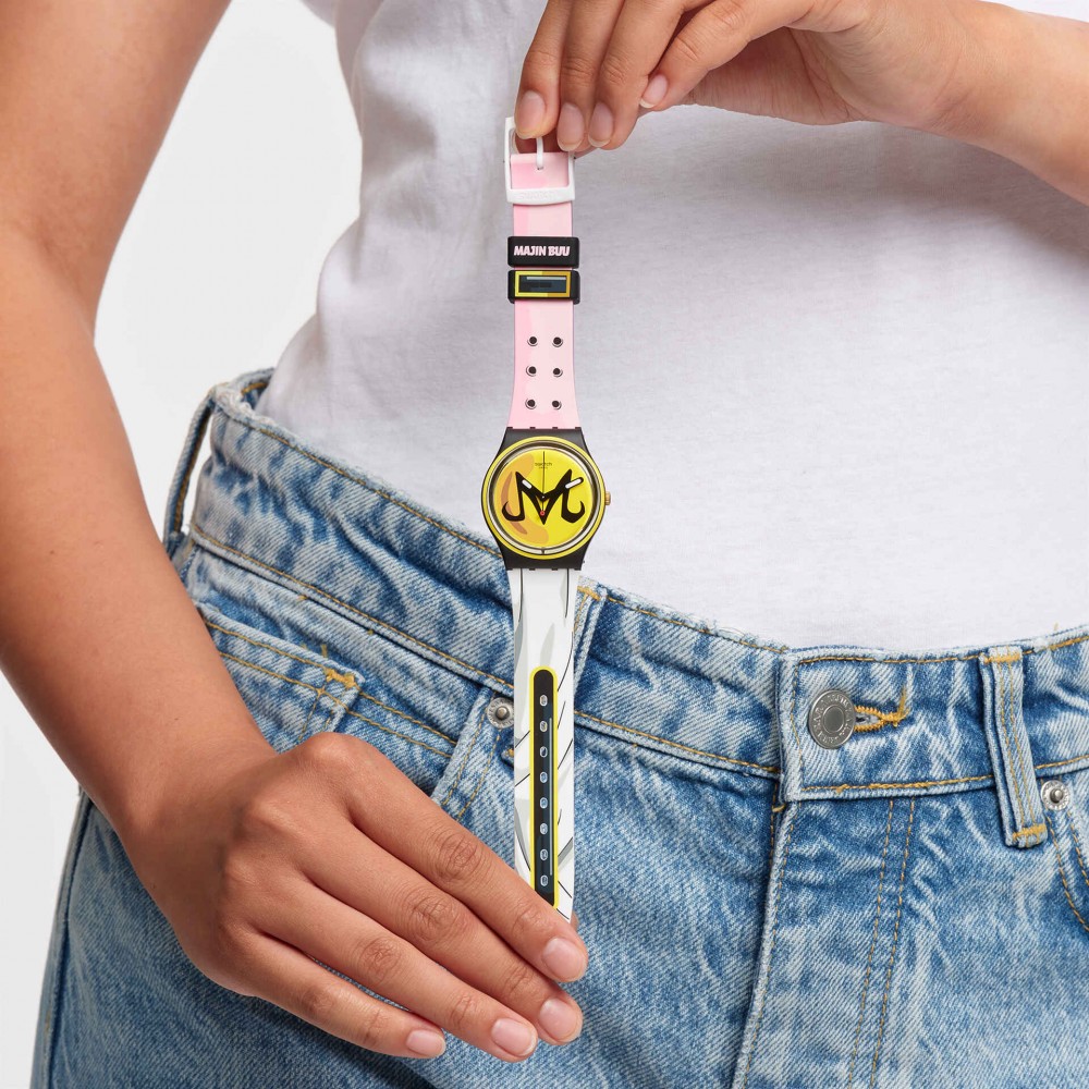 SWATCH MAJIN BUU X SWATCH Ρολόι Πολύχρωμο Λούρακι Σιλικόνης GZ358 
