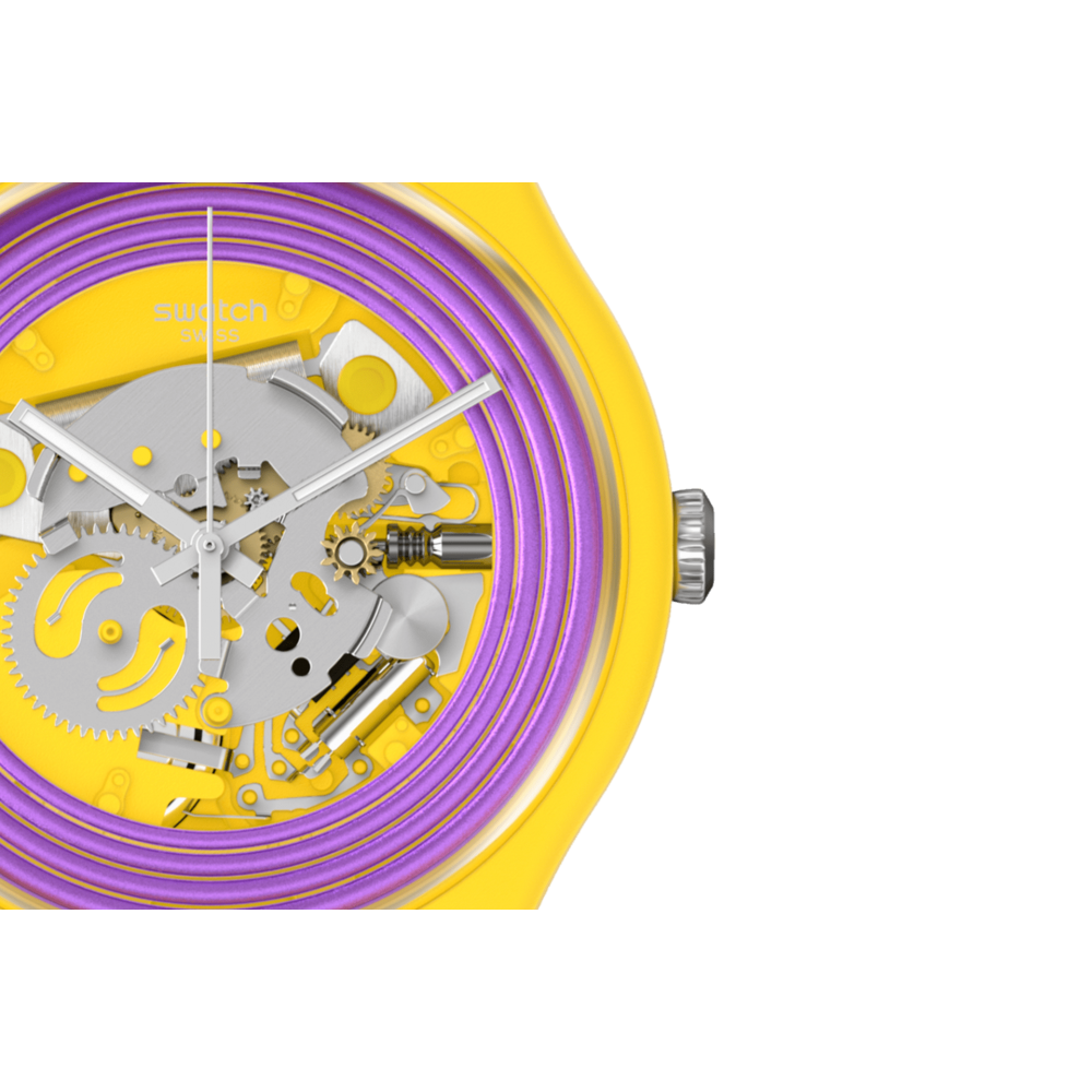 SWATCH PURPLE RINGS YELLOW ΡΟΛΟΙ Unisex Κίτρινο Λουράκι Σιλικόνης SO29J100