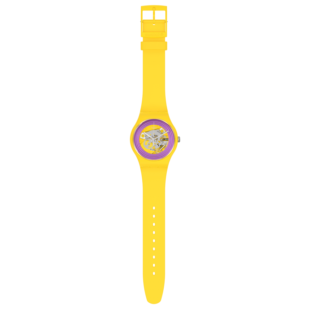 SWATCH PURPLE RINGS YELLOW ΡΟΛΟΙ Unisex Κίτρινο Λουράκι Σιλικόνης SO29J100