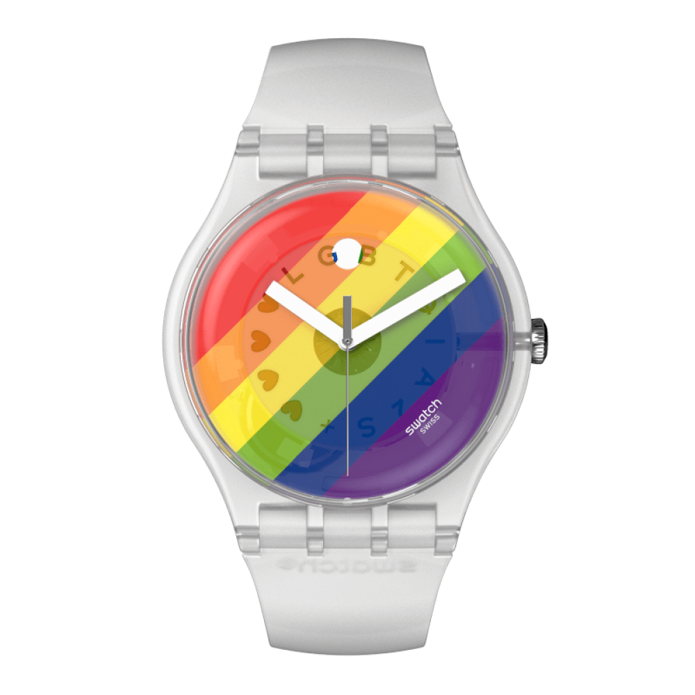 SWATCH STRIPE FIERCE Unisex Ρολόι Διαφανές  Λουράκι Σιλικόνης  SO29K701