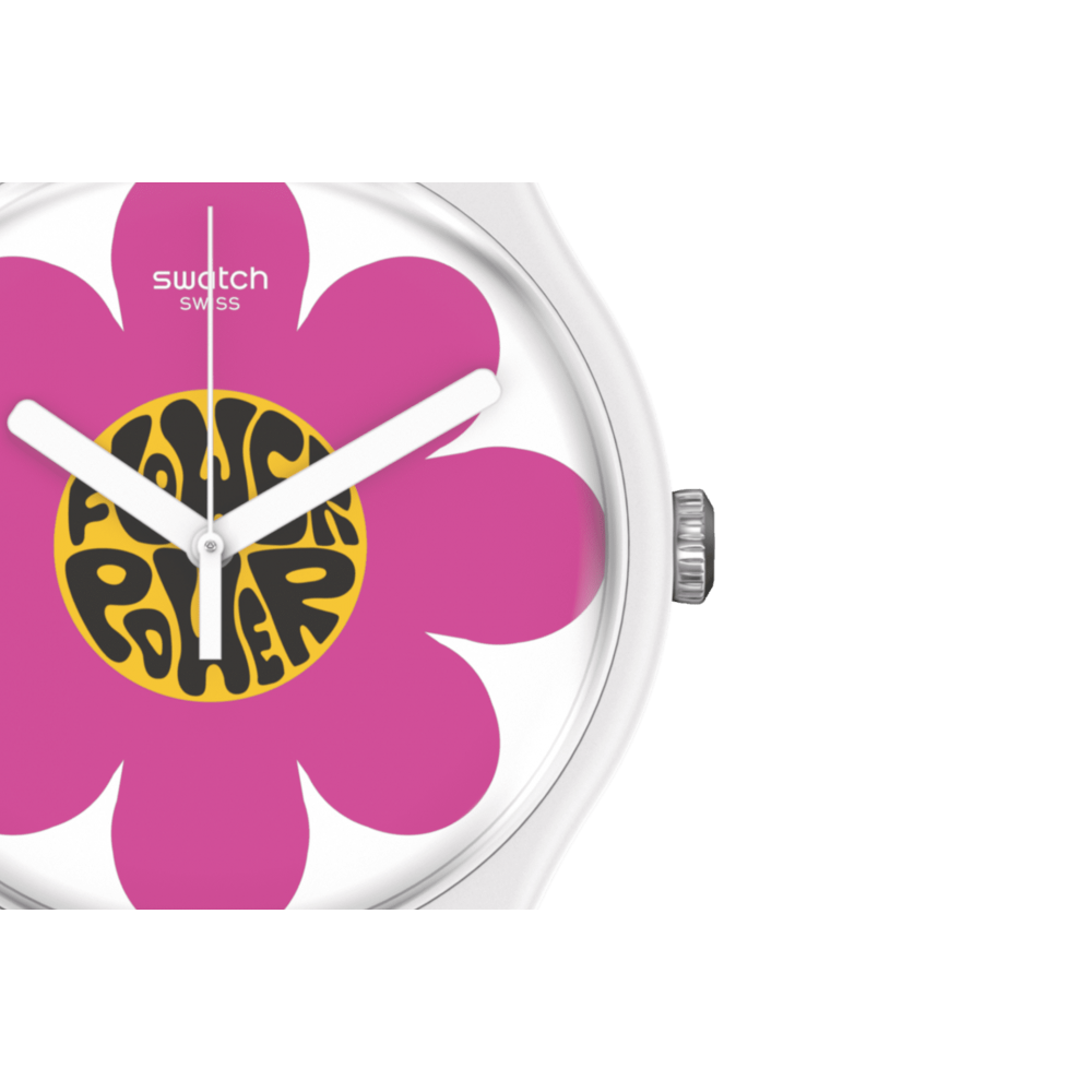 SWATCH FLOWER HOUR Unisex Ρολόι Ροζ Λουράκι  Υλικό βιολογικής προέλευσης SO32M104