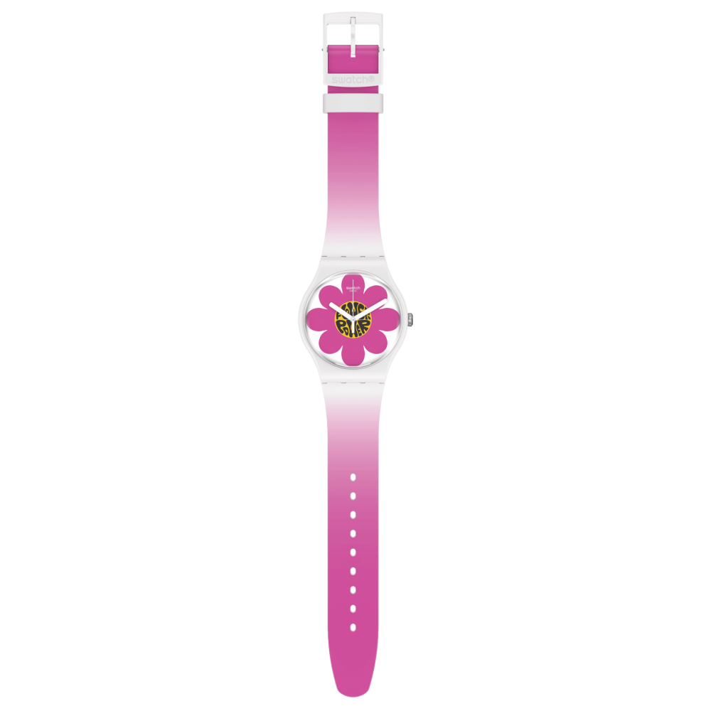 SWATCH FLOWER HOUR Unisex Ρολόι Ροζ Λουράκι  Υλικό βιολογικής προέλευσης SO32M104