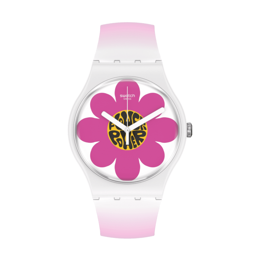 SWATCH FLOWER HOUR Unisex Ρολόι Ροζ Λουράκι  Υλικό βιολογικής προέλευσης SO32M104
