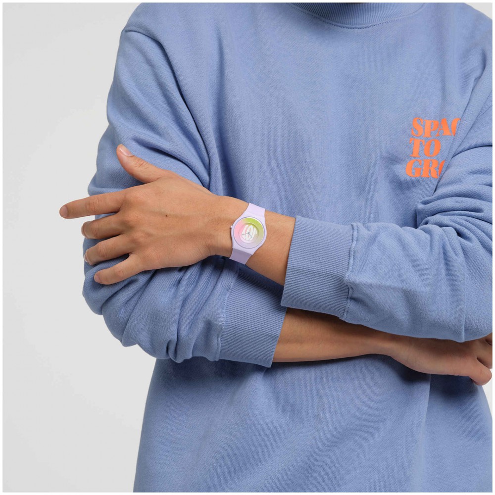 SWATCH TIME FOR JOY Ρολόι Unisex Μωβ Λουράκι Σιλικόνης SS09V101