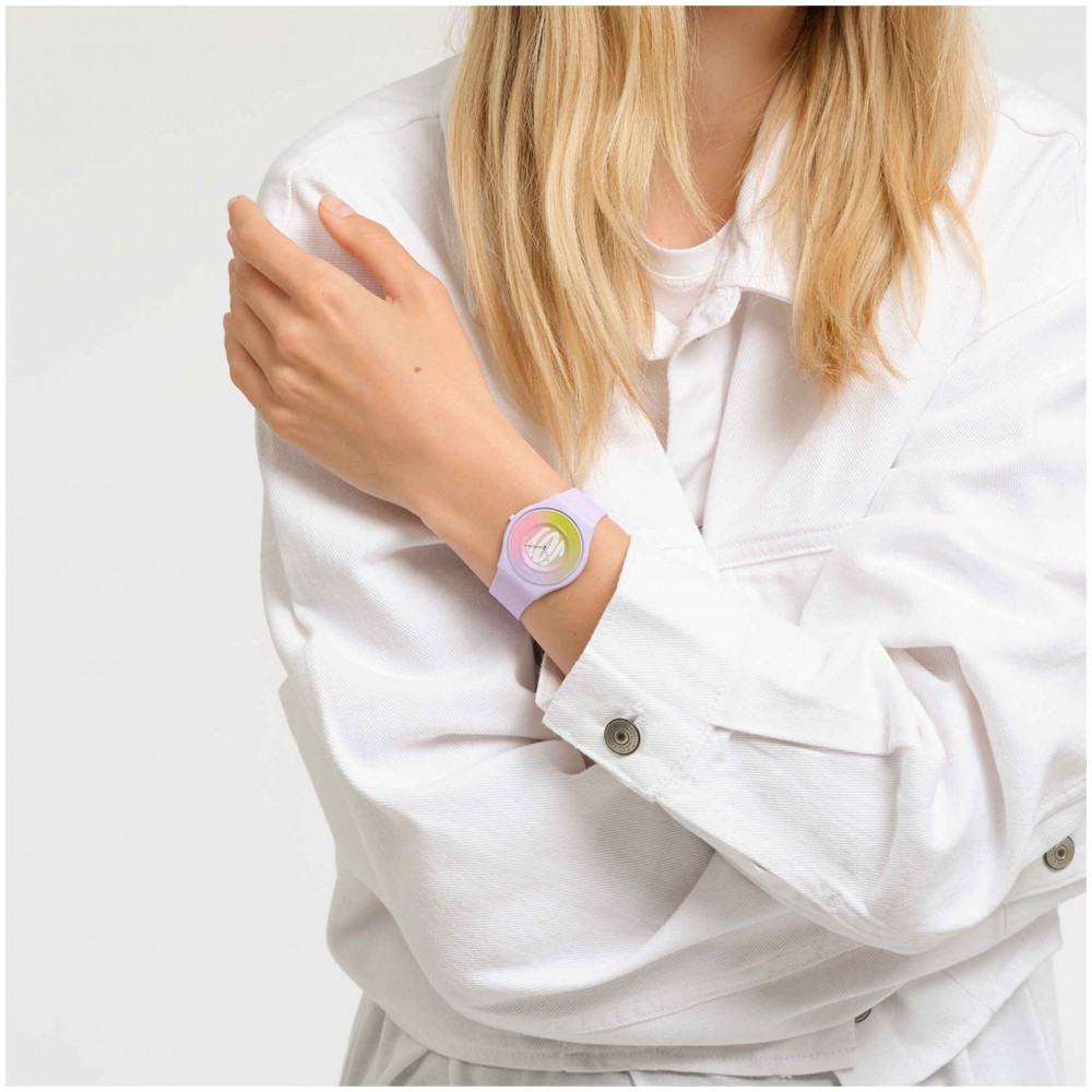 SWATCH TIME FOR JOY Ρολόι Unisex Μωβ Λουράκι Σιλικόνης SS09V101