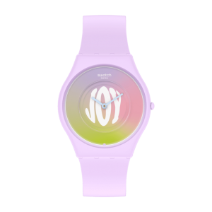 SWATCH TIME FOR JOY Ρολόι Unisex Μωβ Λουράκι Σιλικόνης SS09V101