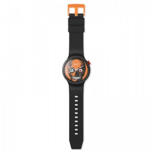 SWATCH BIG BOLD BIOCERAMIC IT'S SPOOKY TIME Ρολόι Μαύρο Λουράκι Σιλικόνης SB03B700