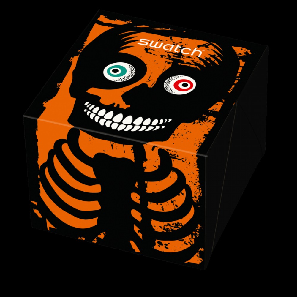 SWATCH BIG BOLD BIOCERAMIC IT'S SPOOKY TIME Ρολόι Μαύρο Λουράκι Σιλικόνης SB03B700