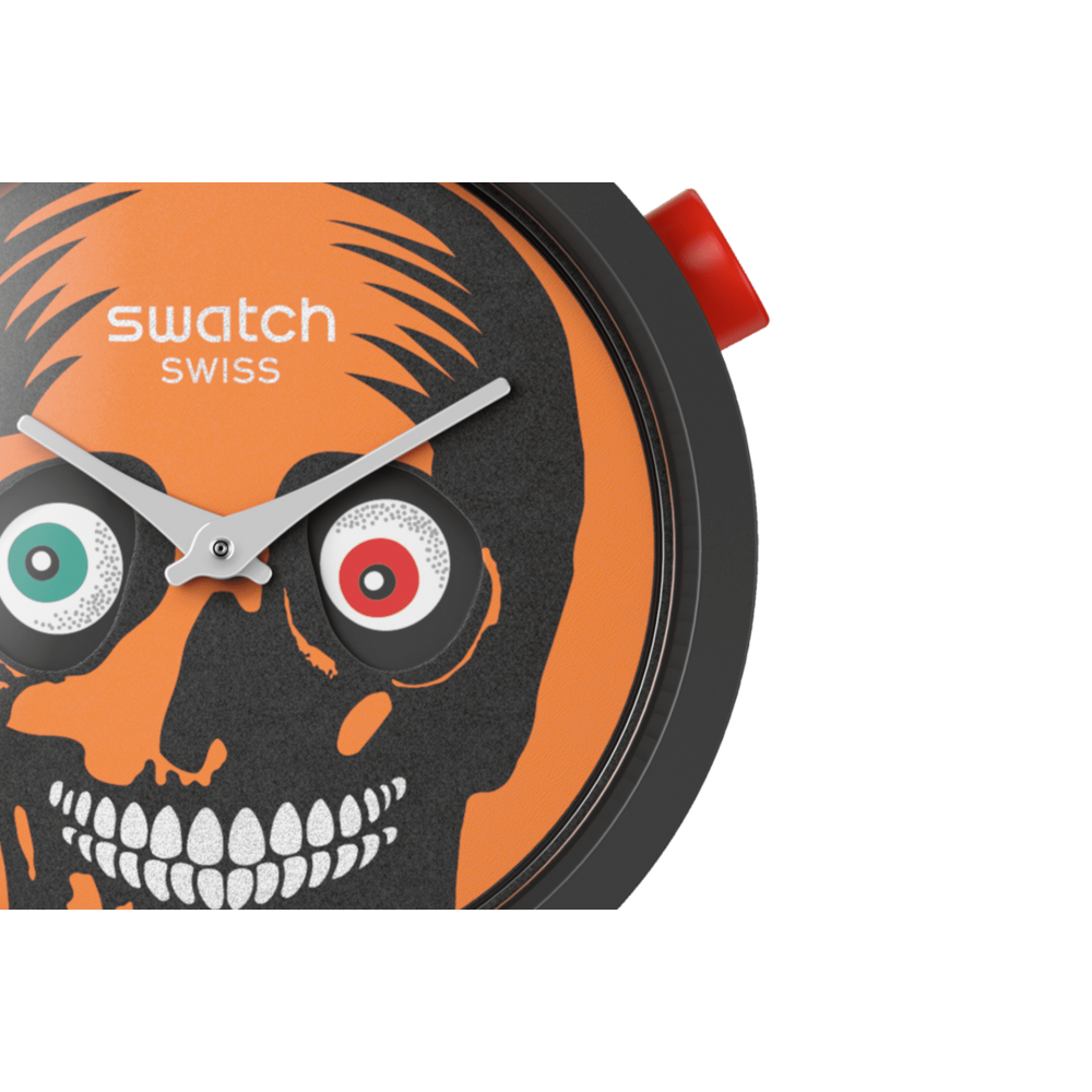 SWATCH BIG BOLD BIOCERAMIC IT'S SPOOKY TIME Ρολόι Μαύρο Λουράκι Σιλικόνης SB03B700