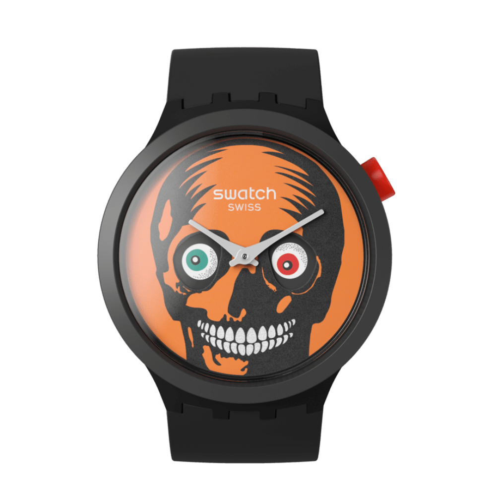 SWATCH BIG BOLD BIOCERAMIC IT'S SPOOKY TIME Ρολόι Μαύρο Λουράκι Σιλικόνης SB03B700