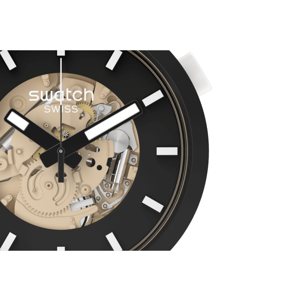 SWATCH BIG BOLD BIOCERAMIC TIME FOR TAUPE Ρολόι Μαύρο Λουράκι Σιλικόνης SB03C100 SWATCH BIG BOLD BIOCERAMIC TIME FOR TAUPE Ρολόι Μαύρο Λουράκι Σιλικόνης SB03C100
