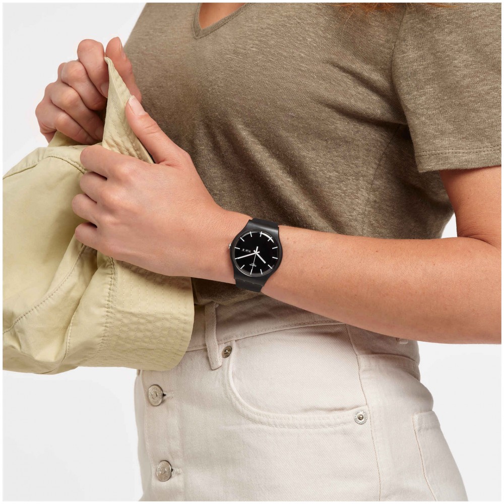 SWATCH MONO BLACK ΡΟΛΟΙ Unisex Μαύρο Λουρί Πλαστικό βιολογικής προέλευσης SO29B704  