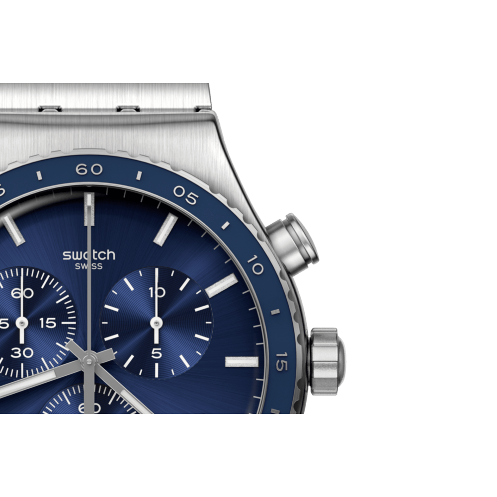  SWATCH COBALT LAGOON  Unisex  Ρολόι Χρονογράφος Ασημί Ανοξείδωτο Μπρασελέ YVS496G 