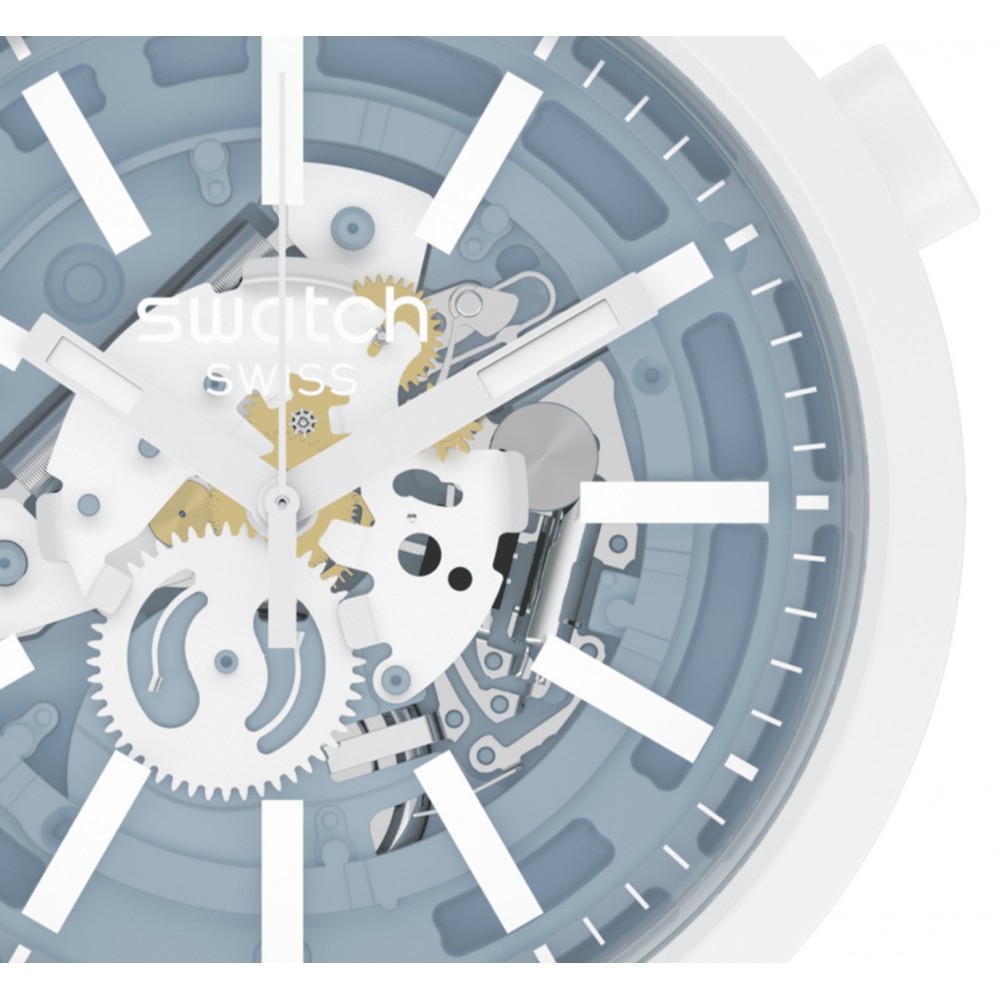 SWATCH BIG BOLD WHICE BIOCERAMIC Ρολόι Λευκό Πλαστικό Λουράκι βιολογικής προέλευσης SB03N103 
