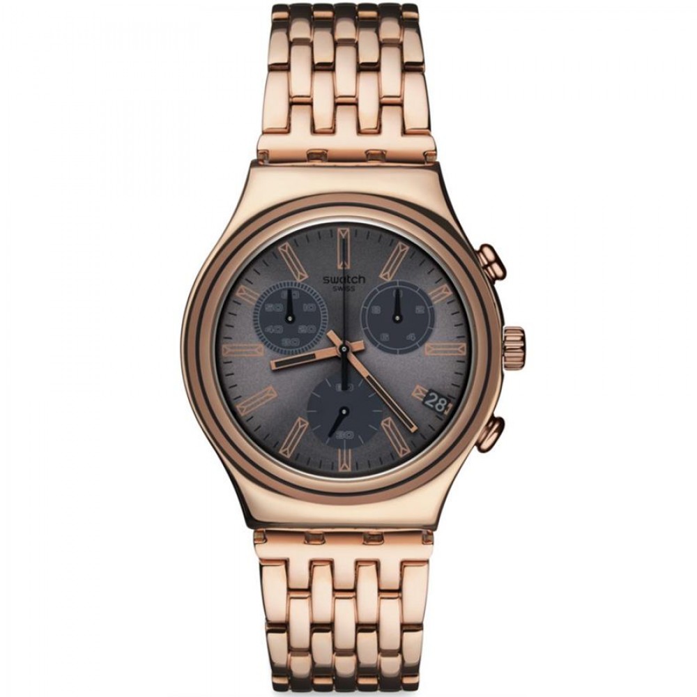SWATCH GRIS EN ROSE RESTYLED Ρολόι Χρονογράφος Γυναικείο  Ροζ Χρυσό Ανοξείδωτο Ατσάλι μπρασελέ YCG411GD  