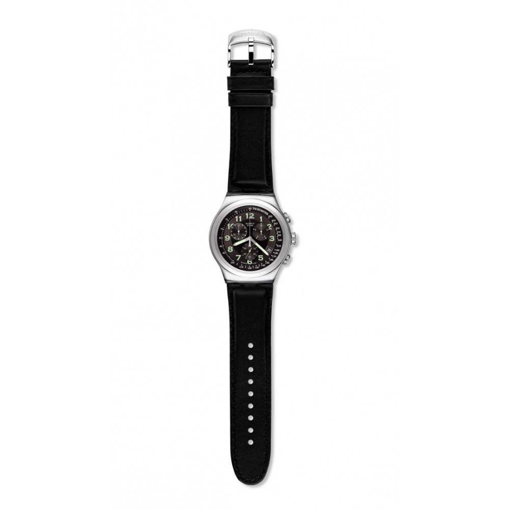 SWATCH YOUR TURN RESTYLED ΡΟΛΟΙ Ανδρικό Μαύρο Δερμάτινο Λουρί YOS413D 