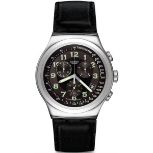SWATCH YOUR TURN RESTYLED ΡΟΛΟΙ Ανδρικό Μαύρο Δερμάτινο Λουρί YOS413D 