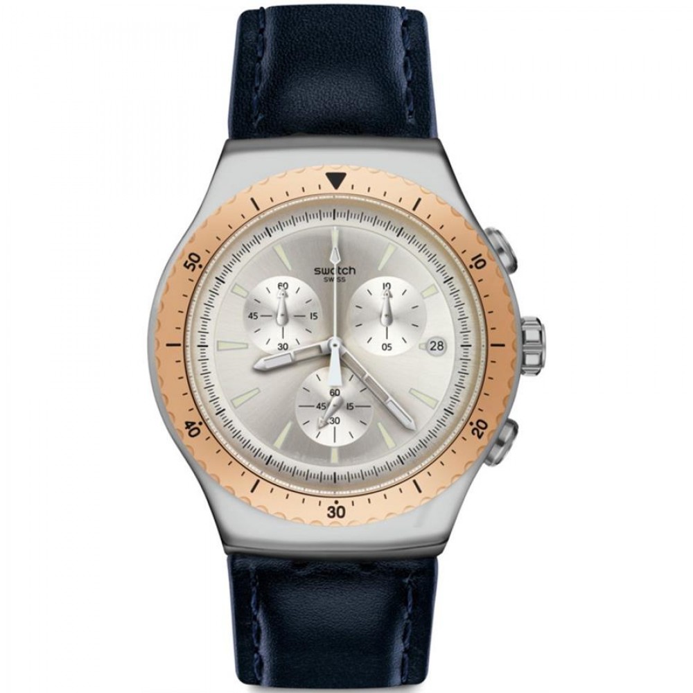 SWATCH SO BIGGAR RESTYLED ΡΟΛΟΙ Ανδρικό Μαύρο Δερμάτινο Λουρί YOS452C 