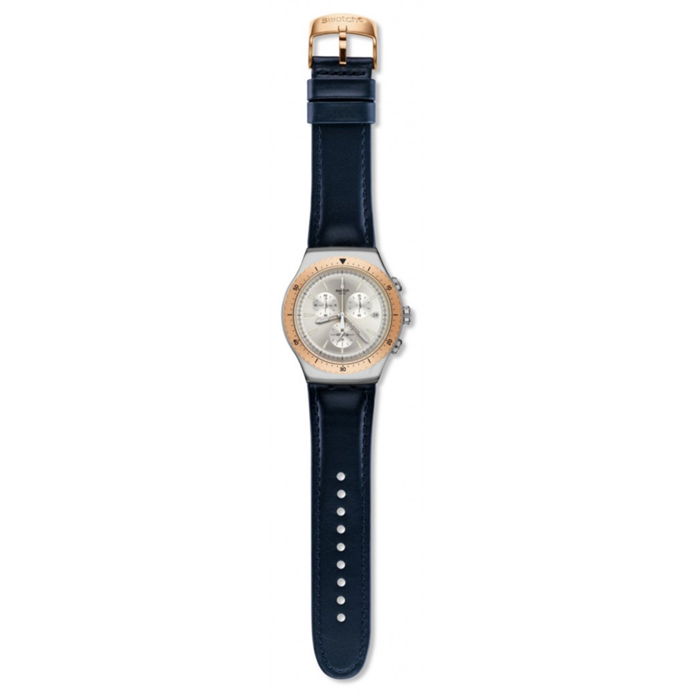 SWATCH SO BIGGAR RESTYLED ΡΟΛΟΙ Ανδρικό Μαύρο Δερμάτινο Λουρί YOS452C 