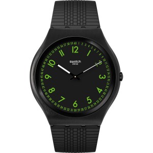  SWATCH BRUSHED GREEN Unisex Watch Black Rubber Strap SS07B108