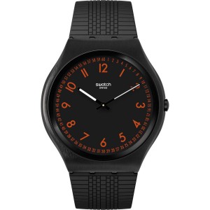  SWATCH BRUSHED RED Unisex Watch Black Rubber Strap SS07B106