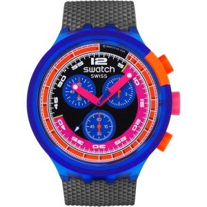 SWATCH Neon Party To The Max Ρολόι Unisex Μαύρο Λουράκι Βιολογικής προέλυεσης SB06N102