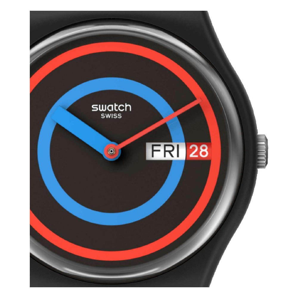 SWATCH CIRCLING BLACK Ρολόι μαύρο λουράκι σιλικόνης SO28B706