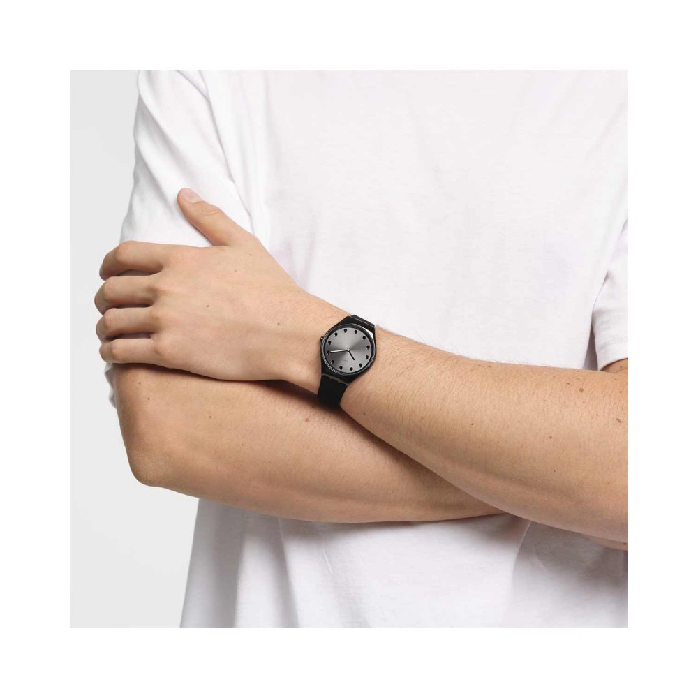 SWATCH DARK SPARK Ρολόι Unisex Μαύρο Δερμάτινο λουράκι SYXB106 SWATCH DARK SPARK Ρολόι Unisex Μαύρο Δερμάτινο λουράκι SYXB106