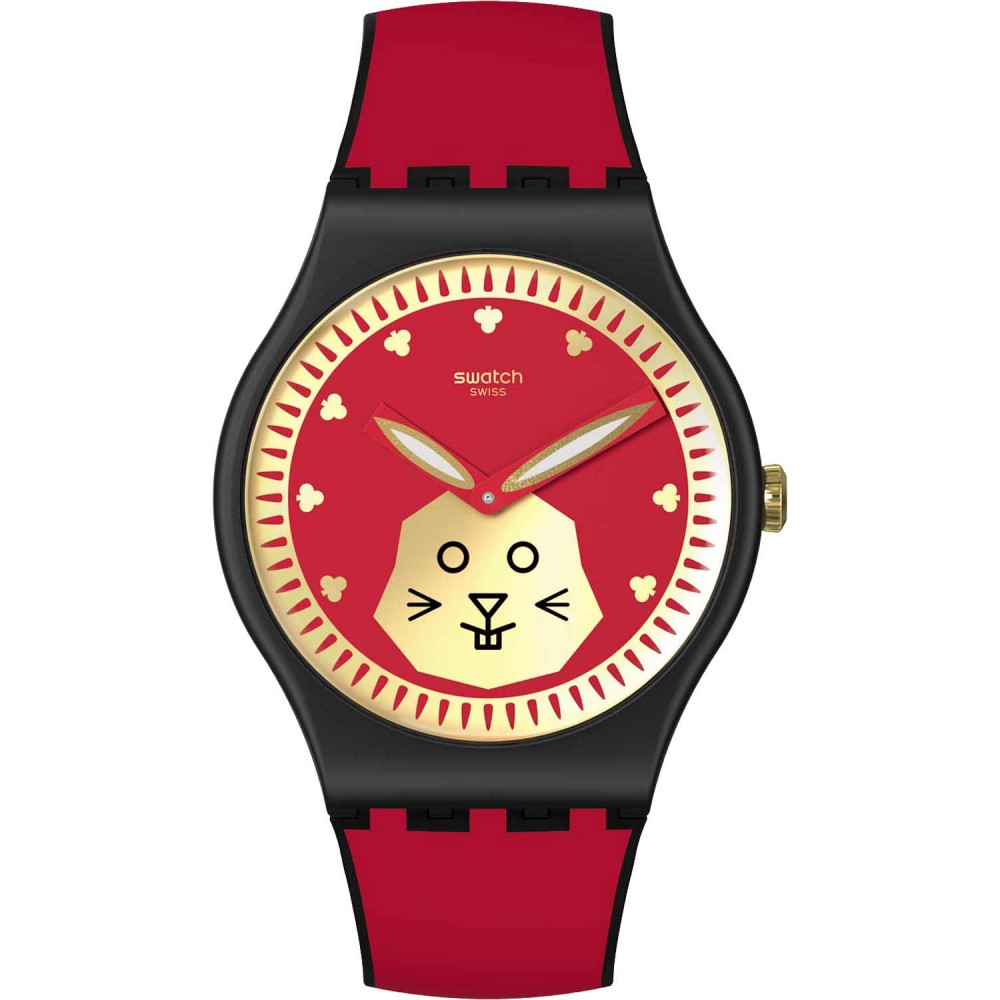SWATCH YEAR OF THE RABBIT Ρολόι Κόκκινο Λουράκι Σιλικόνης SO32Z107