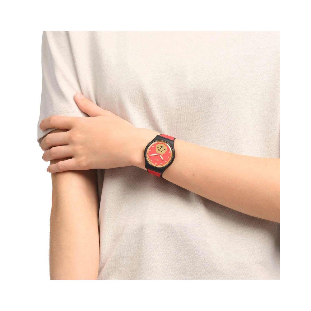 SWATCH YEAR OF THE RABBIT Ρολόι Κόκκινο Λουράκι Σιλικόνης SO32Z107