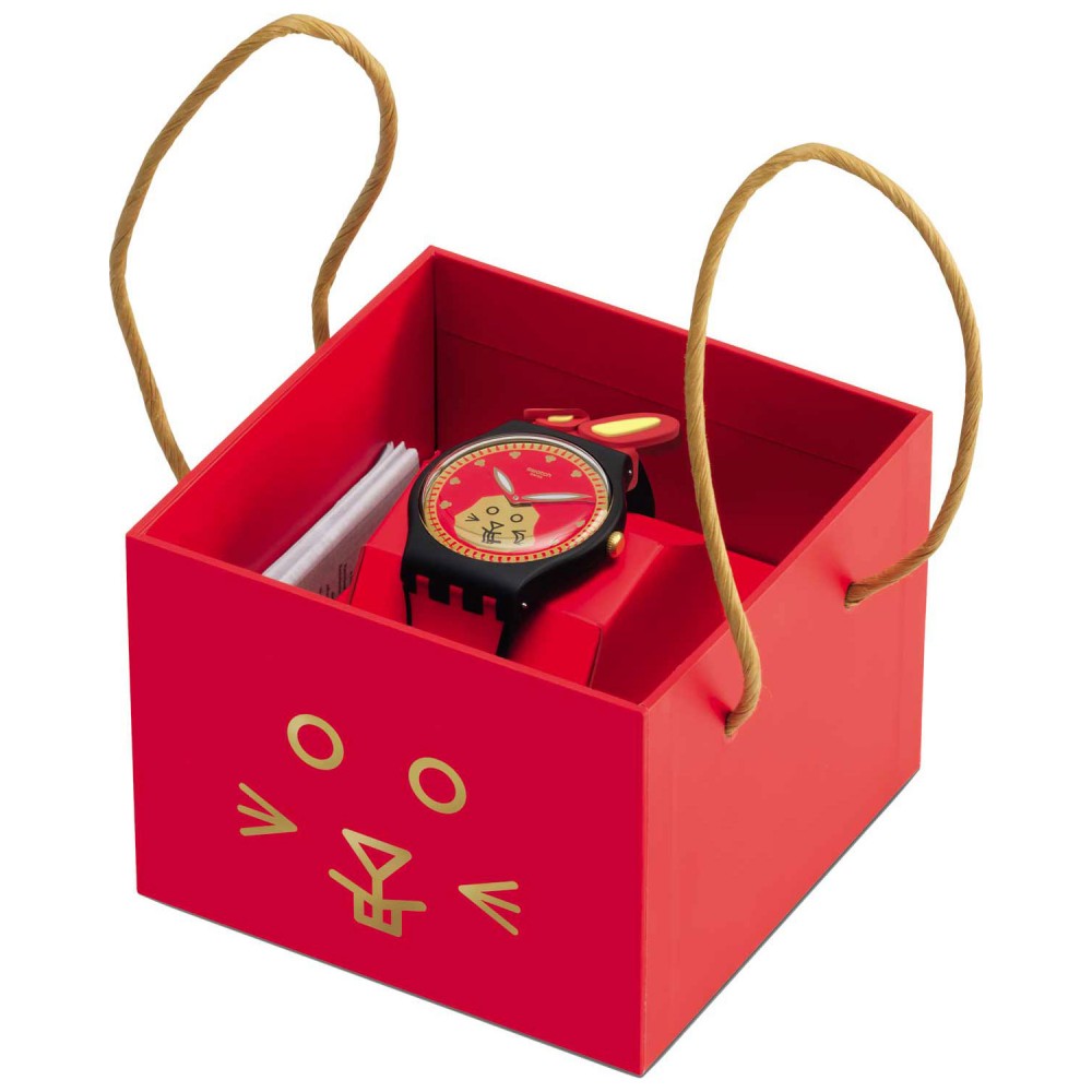SWATCH YEAR OF THE RABBIT Ρολόι Κόκκινο Λουράκι Σιλικόνης SO32Z107