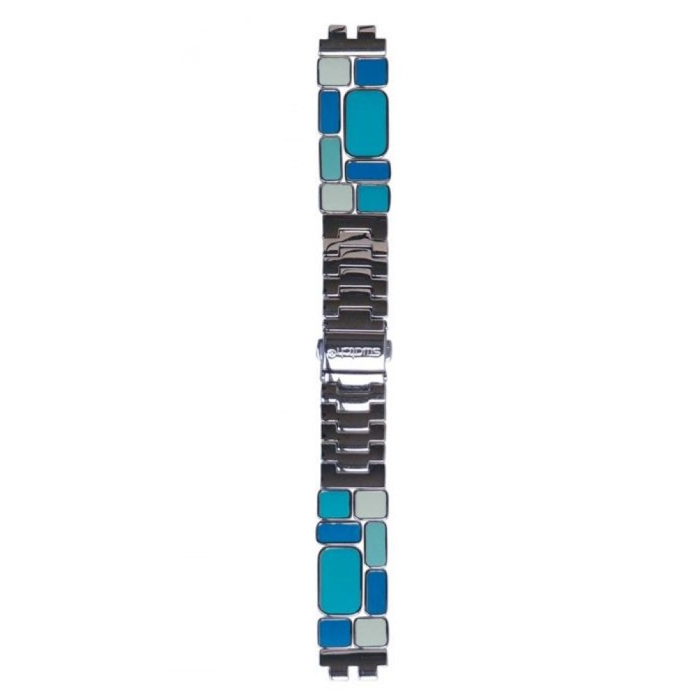 SWATCH TO SEE IN THE DEPTH Μπρασελέ από ανοξείδωτο ατσάλι ασημί μπλε σμάλτο 18mm ASUBL100G SWATCH TO SEE IN THE DEPTH Μπρασελέ από ανοξείδωτο ατσάλι ασημί μπλε σμάλτο 18mm ASUBL100G