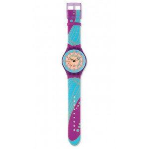 SWATCH BOOMWAVE Strap textile-leather multicolor 21mm ASUGV100