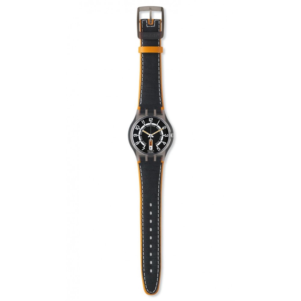 SWATCH AMBITIOUS GOAL Strap textile-leather grey 19mm ASUJM703