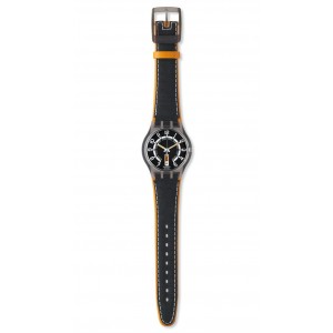 SWATCH AMBITIOUS GOAL Strap textile-leather grey 19mm ASUJM703