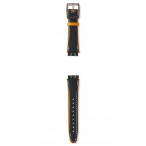 SWATCH AMBITIOUS GOAL Strap textile-leather grey 19mm ASUJM703