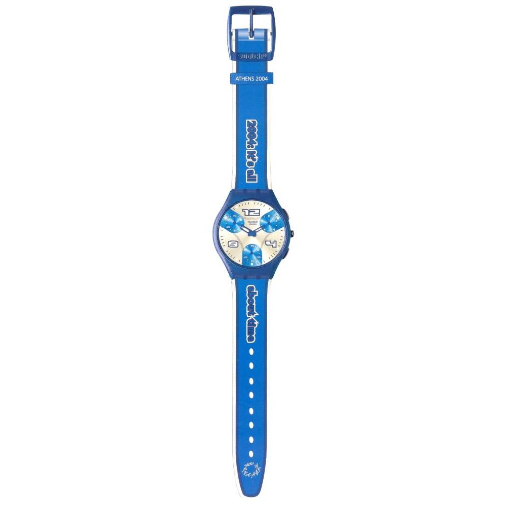 SWATCH ATHEN 2004  Strap blue textile/leather  17mm ASUYZ103
