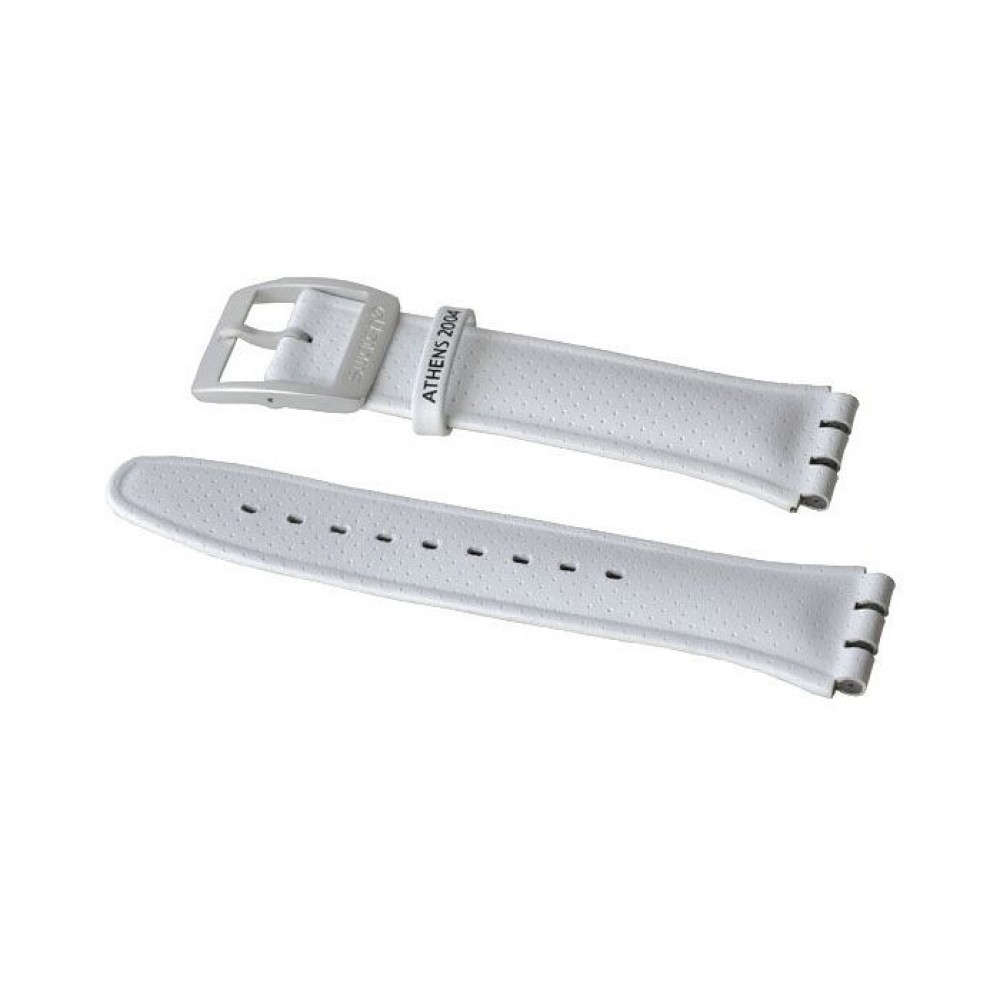 SWATCH ATHENS 1896 / SPECIAL MOMENTS  Λουράκι δερμάτινο λευκό 19mm ASVDZ4000