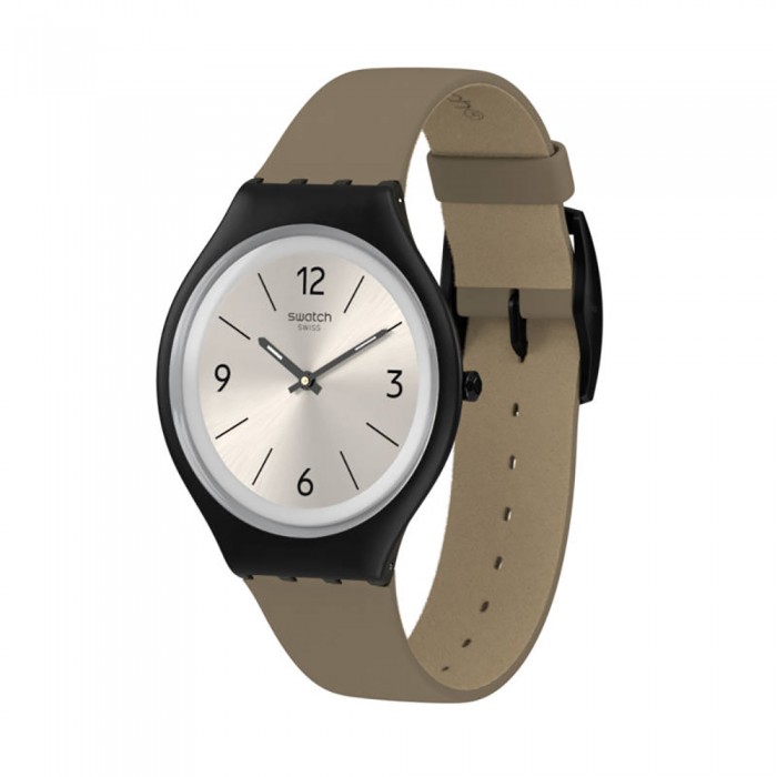 SWATCH SKINNIGHT Καφέ Δερμάτινο Λουράκι 18mm ASVUB101