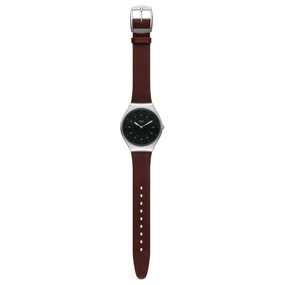 SWATCH SKINBRUSHED  Brown Leather Strap 19mm  ASYXS102 